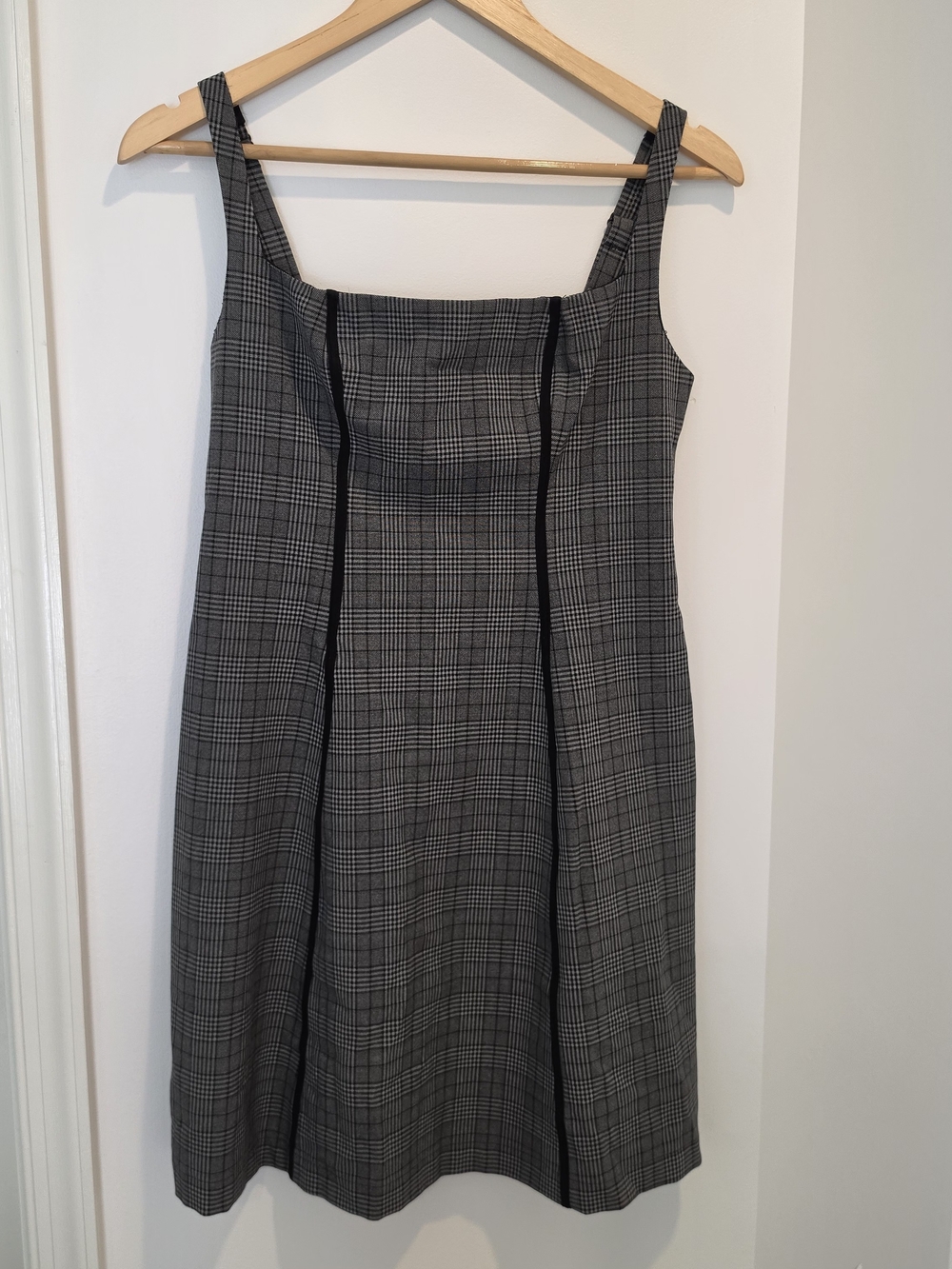 Urban Outfitters Glen Plaid Pinafore Dress with Black Trim